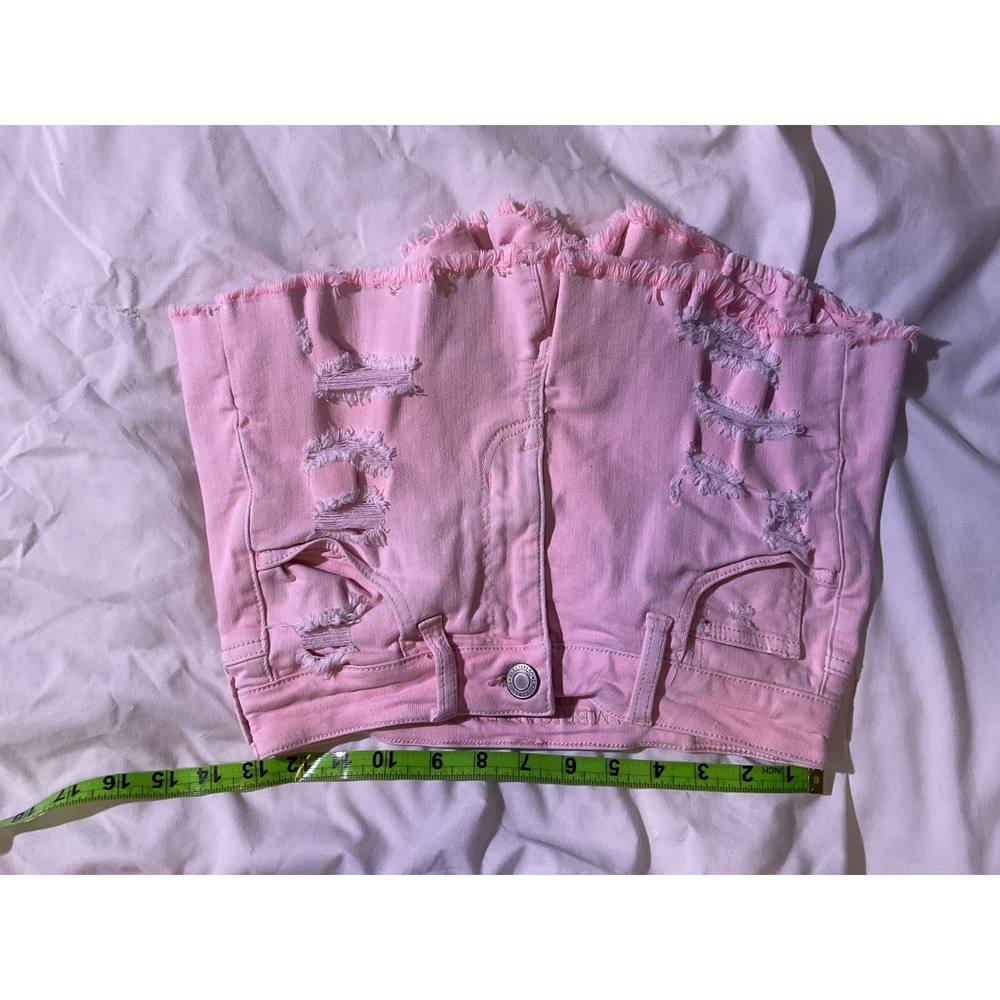 American Eagle Super Stretch X Pink Denim Shorts Size 2 Frayed Hem T08-05
